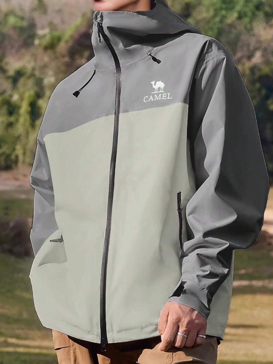 CAMEL CROWN Men's Outdoor Hardshell Single Layer Windproof Waterproof Cycling Travel Hiking Jacket - Pale Green Gunmetal Grey - View 1