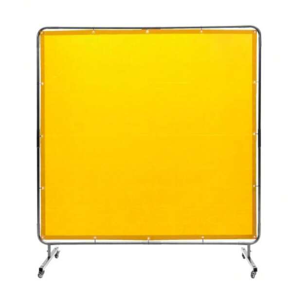 Welding Curtain Screen 6'x6' With Mobile Frame On 4 Wheels – High Visibility Yellow Welding Protection Panel