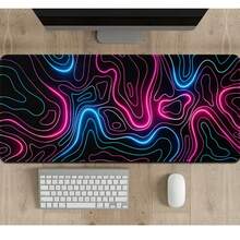 1 pieza Alfombrilla de ratón extra grande con textura de líneas abstractas minimalista, tamaño 900*400*2mm, alfombrilla de ratón para e-sports extra grande/productos electrónicos/suministros de oficina/alfombrilla de ratón y reposamuñecas - Negro - Ver 13