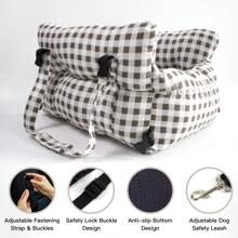 HAZOOWILL Asiento de coche para transportar mascotas, cama de viaje portátil y cálida para perros y gatos de menos de 11 kg con arnés de ajustable, asa y correa para el hombro, se adapta a los asientos delanteros/traseros del coche y al interior, regalo de Navidad para invierno/otoño