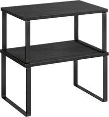 Scaffale Portaspezie, Set di 2 Organizzatori da Cucina Espandibili, Scaffale da Cucina Impilabile, Metallo e Legno Ingegnerizzato,Nero Inchiostro e Nero Ebano - nero - Visualizzare 5