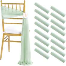 16pcs Set Gray-Green Cheese Cloth Table Runner 20x275cm Boho Sheer Farmhouse Table Cloth For Wedding Bride Baby Shower Birthday Party Thanksgiving Christmas Decor