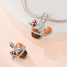 Silver Plated Charm Pinecone Pumpkin Honey Ginkgo Leaves Maple Autumn Series Beads Charm Pendant Ball Suitable For Bracelets DIY Women's Jewelry