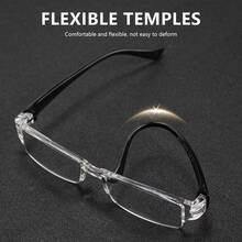 10pcs Classic Small Frame Reading Glasses Value Pack, Fashion High-Definition Transparent PC Lenses, Colorful Temples, Lightweight Classic Frame, Simple & Comfortable For Men & Women, Daily Work & Reading - 4 Black + 3 Brown + 3 Red - View 6