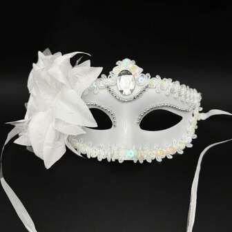 1pc Half Face Sexy Mask With Lily Flower Decor, Masquerade Party Mask, Halloween