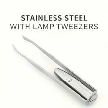 Upgraded LED Lighted Eyebrow Tweezers - Portable Precision Makeup Tool, Smart Design For Perfect Eyebrow Shaping And False Lash Application, Battery Powered, Makeup Tool | Slim Eyebrow Design | Includes Button Battery - Silver - View 7