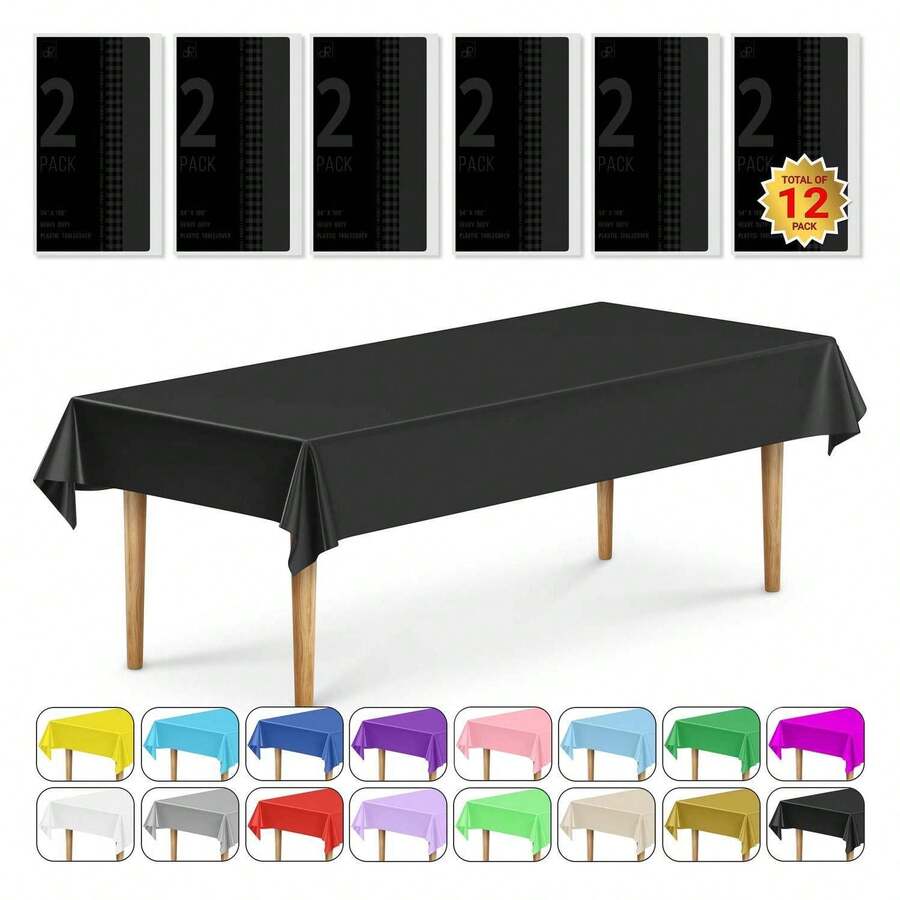 12 Plastic Tablecloths, 54 X 108 Inch, Rectangular, BlackBlack54  X 108 - As Picture/07 - View 1