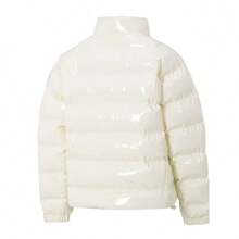 Nike Chaqueta acolchada de cuello alto para mujer, abrigo cálido, ropa deportiva - Beis - Ver 2