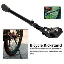 Adjustable Telescoping Mountain Bike Kickstand - 26.01-35.99cm Range, Heavy-Duty Aluminum Alloy With Secure Locking Mechanism, Fit For 40.64cm/50.8cm/60.96cm/66.04cm Tires, Black, Mountain Bike Accessories, Sleek Bike Accessory, Reliable Bike Stand, Durable Construction - Black - View 3