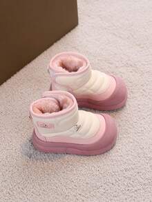 1 Pair Girls' Outdoor Winter Thick Warm Soft Bottom Comfortable Toddler Boots, Fashion & Versatile - Pink - View 5