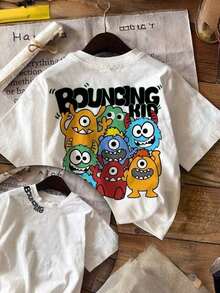 Unisex Printed Boucing KID Front And Back Children's And Youth T-Shirt - trắng - Xem 1