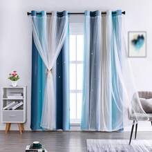 Anytime Dream Star Blackout Curtains For Rooms Girl Princess Curtain For Daughter Bedroom Window (Blue,1 Panel,W52 X L63inch)-FUNALING - 紫色 - 查看 8