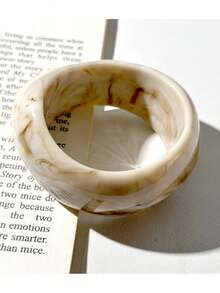 1pc Oval Wide Geometric Arc Resin Tie Dye Coffee Color Bracelet, Retro Fashion Women Bracelet - Bracelet - View 10
