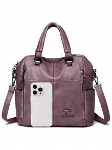 Bolsa de Ombro Transversal de Couro Macio de Grande Capacidade para Mulheres, Bolsa Feminina da Moda, Mochila de Couro Macio Multifuncional