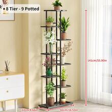 1pc Iron Flower Stand, Black/White Minimalist Style Plant Rack, Suitable For Living Room, Balcony Decor, 4-8 Tier Multi-Layer Storage Shelf, Multifunctional Display Rack - Black - View 13