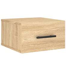 Larryhot Mesitas de noche de pared 2 piezas roble sonoma 35x35x20 cm, bonitas y prácticas, ideales para almacenaje y decoración del hogar - Marrón - Ver 5