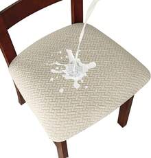 Seat Covers For Dining Room Chair Seat Slipcovers Kitchen Chair Covers (Beige, 4 Pcs) - 防水米色 - 查看 12