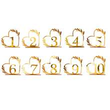 Gold Openwork Heart Table Numbers 1/20Pcs 10x10cm Thickened Base Insertable Number Cards Acrylic No Assembly Required Romantic Luxury Reusable Easy Install DIY For Wedding Anniversary Baby Shower Graduation Wedding Favor Table Centerpiece Home Decor - Multicolor - View 28