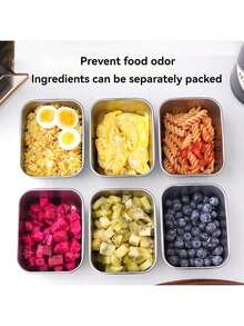 不锈钢密封食品储存容器，带防漏盖 - 非常适合午餐、零食和餐食准备 - 可重复使用且耐用，适用于水果、蔬菜等 - 非常适合家庭和办公室使用，方形餐食准备容器不锈钢容器 - 彩色 - 查看 5