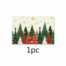 1/2/4pcs Christmas Theme Placemats, Fabric Design With Christmas Tree Pattern And Snowflake Elements, Polyester Placemats, 30x45CM, Suitable For Christmas Holiday Table Decor, Christmas Party Supplies - Multicolor - View 13