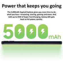 Samsung 三星 Galaxy A05 4G 64GB 智能手机，4GB 内存，5000 万像素摄像头，Android 13 操作系统，面部解锁，5000mAh 电池，不含充电器 - 黑色 - 查看 4