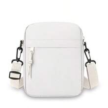 男士迷你纯色经典百搭单肩包 2000 年代街头风格 - 白色 - 查看 1