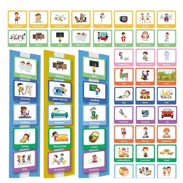 30 Peças Cartões de Programação Visual Lachilly para Crianças, Materiais de Aprendizagem para Educação Infantil, Programação de Comportamento Diário, Educação Pré-Escolar, Calendário Cognitivo, Planejador Visual de Parede, Quadro de Tarefas