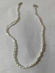1 Pc Men's Baroque Asymmetrical Faux Pearl ABS Resin Summer Fashion Necklace