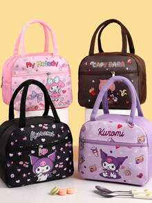 Sanrio Kuromi Student Insulated Lunch Bag, Thick Aluminum Layer, Cute Cartoon Insulated Food Bag, Large Capacity Waterproof Bento Box, Cute Gift Set, Suitable For Students