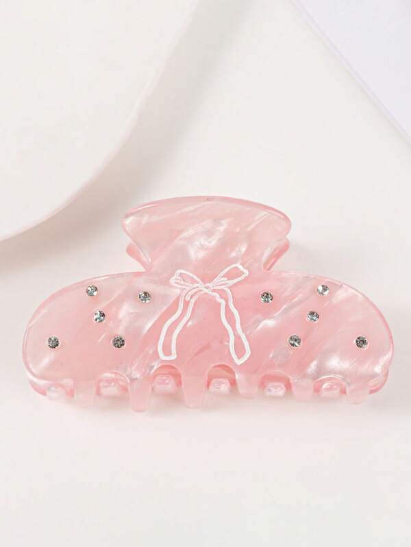 1Pc Niche Bow Inlaid With Diamond Hair Claw Hair Clip Hair Clip Alligator Hair Clip Hair Clip Women Hair Accessories Women Claw Clip