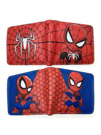  Marvel Comics Spider-Man Wallet Cartoon Spider Design PU Leather Purse With Coin Pocket