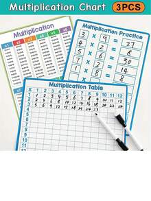 Tabla de multiplicar tamaño A4, herramienta de práctica de operaciones matemáticas para niños, reutilizable para escribir y borrar - Multicolor - Ver 11
