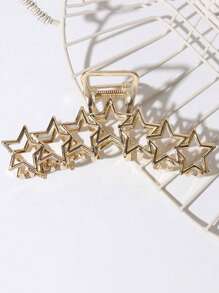 1pc Minimalist Chic Large Metal Star Hair Claw Clip, High-End Hollow Big Hair Claw For Ponytail, Five-Pointed Star Hair Accessory For Party, Travel, Vacation, Fashion, Versatile, Great Gift For Mother's Day, Easter, Back To School, Thanksgiving, School Stuff, College - Gold - View 8