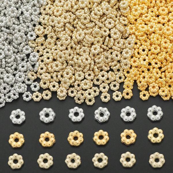 200 Stück 6mm Schneeflocken Abstandsperlen, CCB Material geeignet für DIY Schmuckherstellung, Armbänder, Halsketten, Handgemachtes Zubehör, Schmuckherstellungsperlen für Armbänder, Handyanhänger, Schmuckzubehör