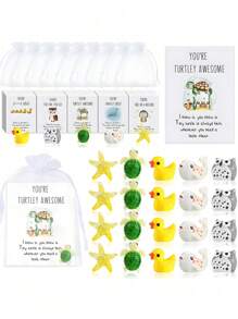 2 件（1 张卡片 +1 个迷你配件（颜色和款式随机）员工答谢礼物批量、励志动物主题答谢礼物、带便条卡的动物主题答谢礼物、各种树脂小雕像、同事的口袋大小的礼物、生日、康复、万圣节、圣诞节、感恩节、丰收节、秋季装饰、礼物