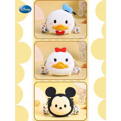 Disney 1 pezzo Borsa a tracolla/portamonete ufficialmente concessa in licenza Disney, con motivi di Topolino, Paperino, Paperina, Winnie the Pooh, Pimpi, Mike Wazowski, Alien. Morbida, durevole, impermeabile, borsa a cartone animato per memorabilia, regali di Festa della Mamma e compleanni