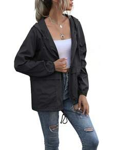 PESION Women's Waterproof Raincoat Lightweight Rain Jacket Hooded Windbreaker With Pocket For Outdoor - Màu hồng có lót - Xem 8