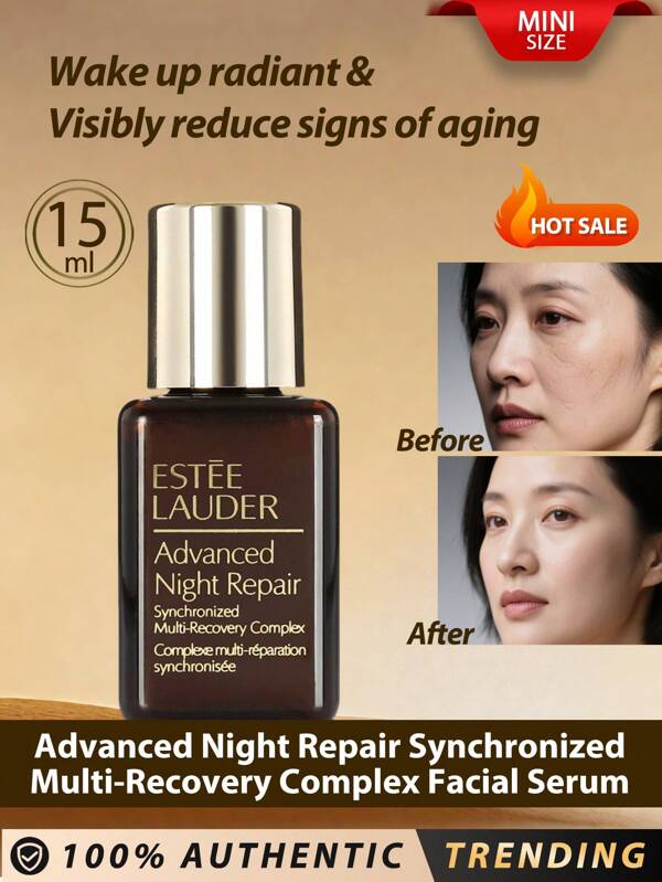 Estée Lauder Estee Lauder [Mini] Advanced Night Repair Synchronized Multi-Recovery Complex Facial Serum 15ml / Wake Up Radiant & Visibly Reduce Signs Of Aging / Serum For All Skintypes, Including Sensitive Skin / Face Serum With Exclusive Night Peptide,Hyaluronic Acid And Anti-Oxidant Power