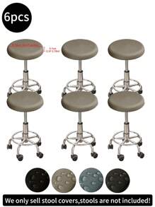 1pc/2pcs/4pcs/6pcs/30pcs Khaki Waterproof Milk Silk Coated Round Stool Covers, Modern Style, All-Season Dustproof Removable Elastic High-End Bar Stool Slipcovers, Suitable For Home, Bar Etc., Black, Light Grey, Meteor Grey