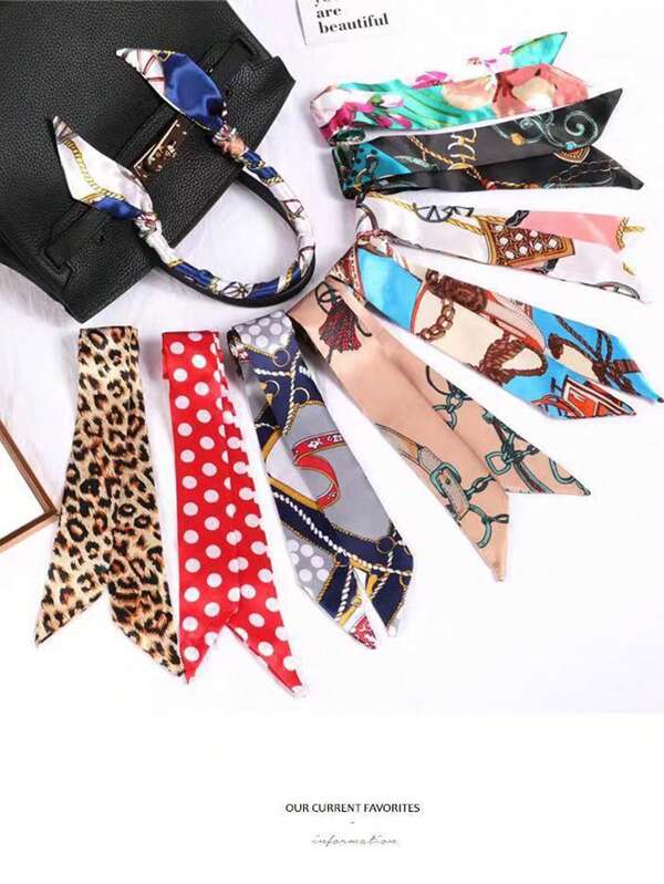 1pc/3pcs/5pcs New Fashion Scarf Ribbon Tie For Bag Handle, Versatile Long Skinny Scarf, Neckerchief, Hair Tie Scarf Ribbon, Gift Box Souvenir Scarf, Hat Decor Scarf, Suitable As Valentine's Day, Mother's Day, Bestie, Friend, Teacher Gift, Memorabilia (Printed Pattern Position Not Fixed)