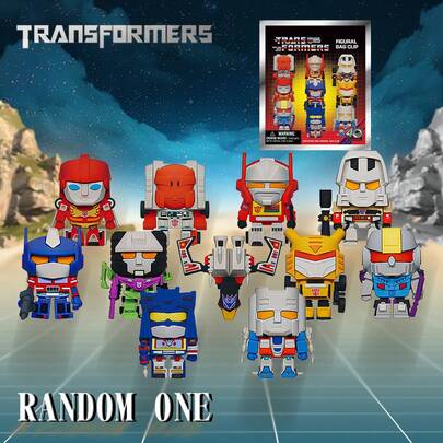 Hasbro 1 PC Transformers Officially Licensed Transformer 40th Anniversary 3D Foam Bag Clip Series Mystery Bulk Bag Clip Keychain Blind Box Random OneBag Hanger Decoration Birthday Party Gift