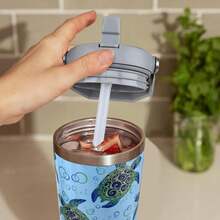 30oz Sea Turtle Tumbler With Handle Sea Turtle Gifts For Women Sea Turtle Cup Insulated Tumblers Tumblers With Flip Straw And Top Handle Stainless Steel 30oz Coffee Mug - Màu xanh lam - Xem 5