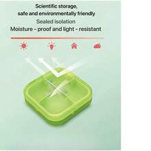 四格迷你便携式药品分配盒。方便携带，适合存放药丸。盒子密封，非常适合旅行携带。 - 彩色 - 查看 15