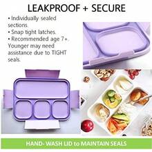 Lonchera Bento para Niños y Adultos.Recipientes para Comida y Snacks para Niños y Niñas para la Escuela, Trabajo y Viajes, 4 Compartimentos Sellados y Divididos, Libres de BPA, con Utensilios (Rosa Rosa, 1 Paquete) - Bosque Chartreuse + Arcoíris Púrpura - Ver 5