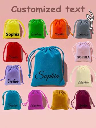 Personalized Custom Velvet Bundle Pocket, Customized Text Jewelry Cosmetic Storage Bag, Drawstring Gift Packaging Bag Velvet Bag, Personalized Name Drawstring Bag, Named Velvet Bag, Customized Drawstring Bag, Coin Bag, Personalized Jewelry Bag, Crystal Bag