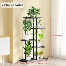 1pc Iron Flower Stand, Black/White Minimalist Style Plant Rack, Suitable For Living Room, Balcony Decor, 4-8 Tier Multi-Layer Storage Shelf, Multifunctional Display Rack - Black - View 16