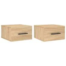 Larryhot Mesitas de noche de pared 2 piezas roble sonoma 35x35x20 cm, bonitas y prácticas, ideales para almacenaje y decoración del hogar - Marrón - Ver 2