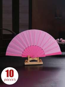 纯色多色平板舞蹈折扇手持扇夏季扇子，西班牙纯色扇子表演道具扇，适合日常居家使用，适合参加庆祝活动 - 黑色 - 查看 9