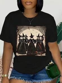 Vintage Girls Will Be Girls Witch Halloween Shirt, Funny Witch Vintage Shirt, Vintage Halloween Women Shirt, Witchy Vibes Shirt,Witchy Shirt - màu đen - Xem 1