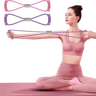 FYY Figure 8 weerstandsbanden, yoga weerstandsband, fitnessband, trekkoord, borst-, arm- en schouderrekbanden, fitnessapparatuur voor thuistraining, fysiotherapie, krachttraining